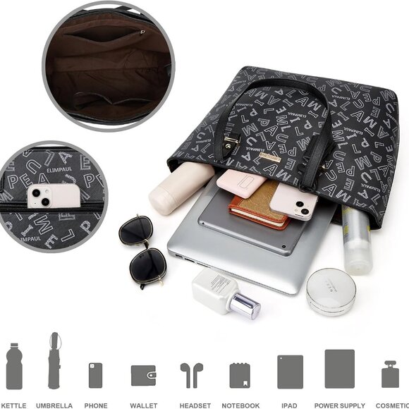 Women Fashion Handbag Wallet Tote Bag Shoulder Bag Top Handle Satchel Purse Set - Picture 6 of 6